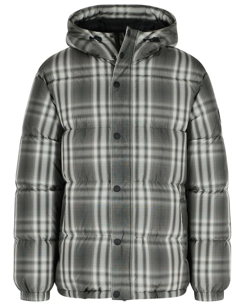 Burberry Gradient 'Check' mit Kapuzen mit schwarzem Polyester -Down -Jacke mit Kapuze Black