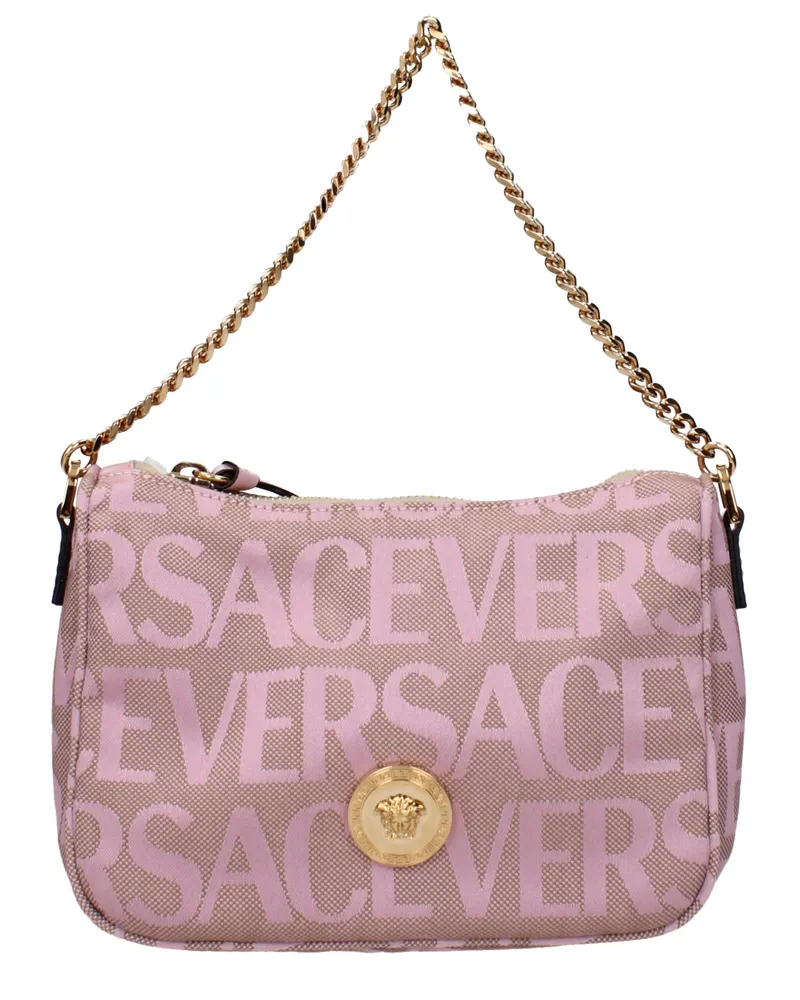 Versace Damens Handtasche Hobo Stoff Rosa/Beige -