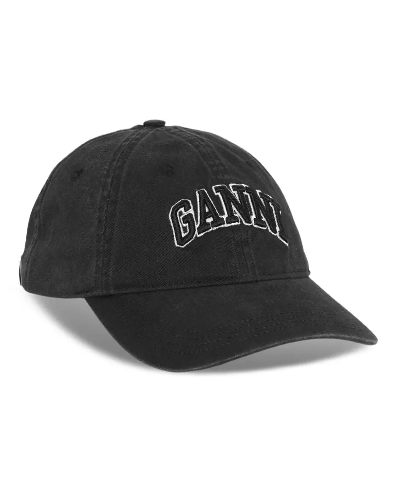 Ganni Baseballkappe aus Bio-Baumwolle Black