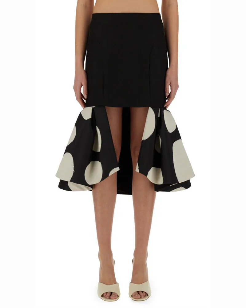 Nina Ricci Midi Rock mit doppelten Rüschen Black