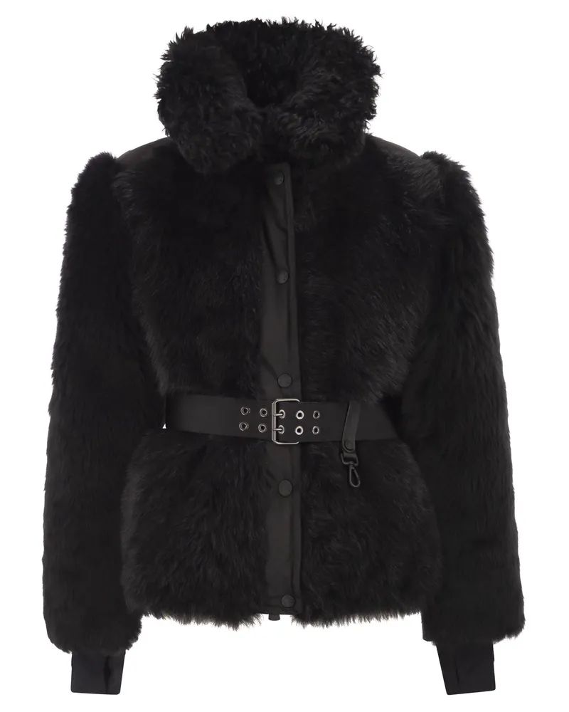 Moncler Valdivian Lammfell-Daunenjacke Black