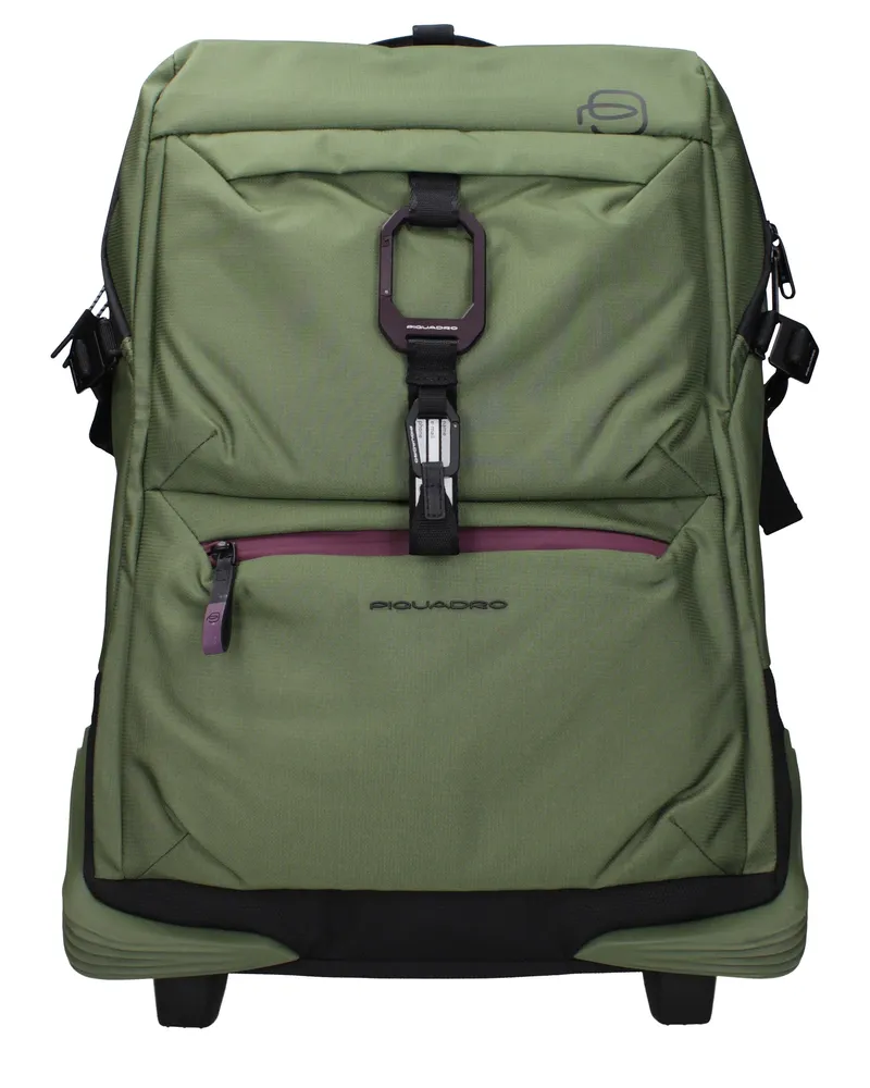 Piquadro 40l Trolley Herrens Grün/Olivfarbener Stoff -