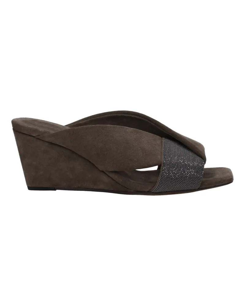 Brunello Cucinelli Zeppe Frau Wildleder Grau -