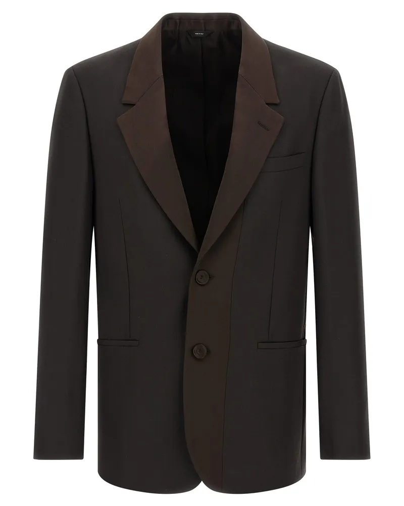 Fendi Crepe Wool Blazer Brown