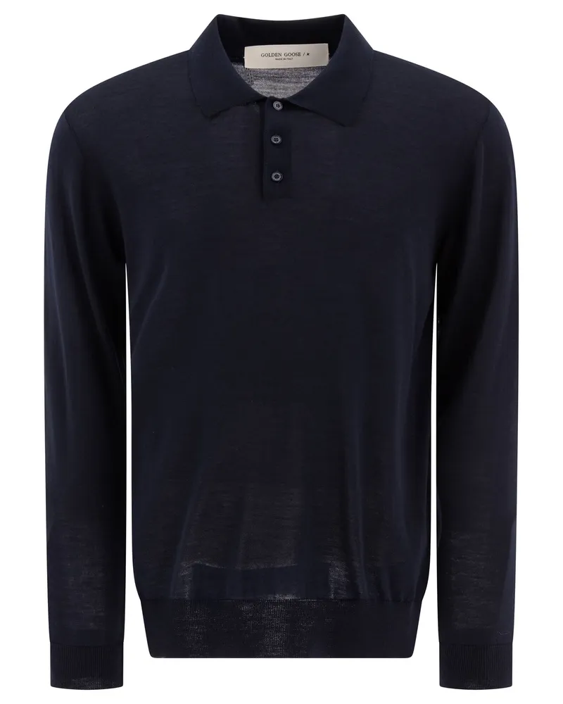 Golden Goose Golden Gans "Gregory" Wollpolohemd Blue