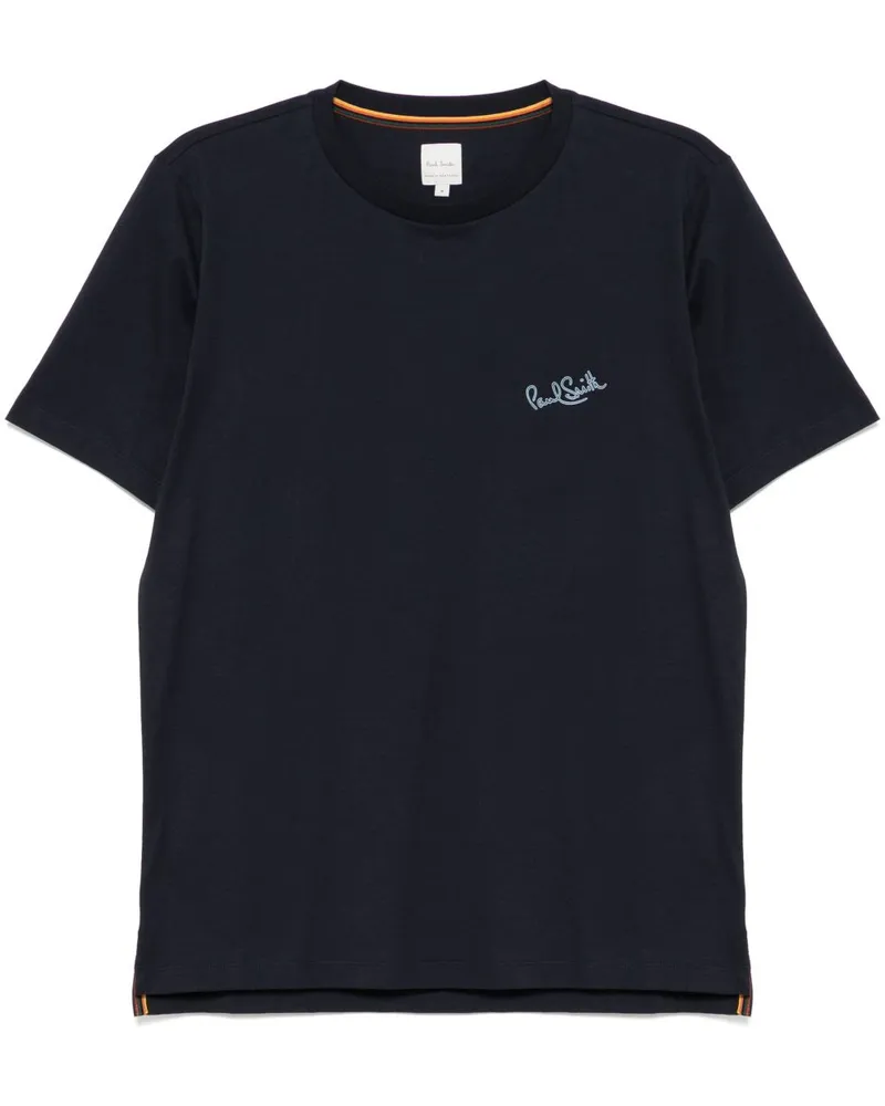 Paul Smith Logo Baumwoll -T -Shirt Blue