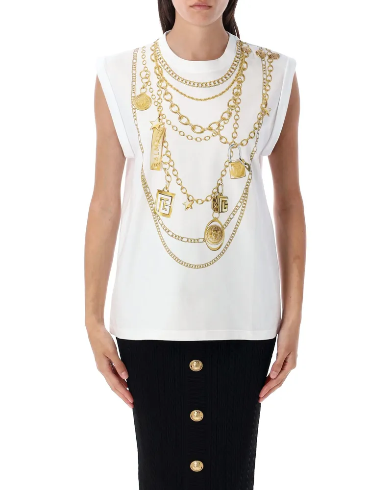 Balmain T -Shirts und Polos weiß White
