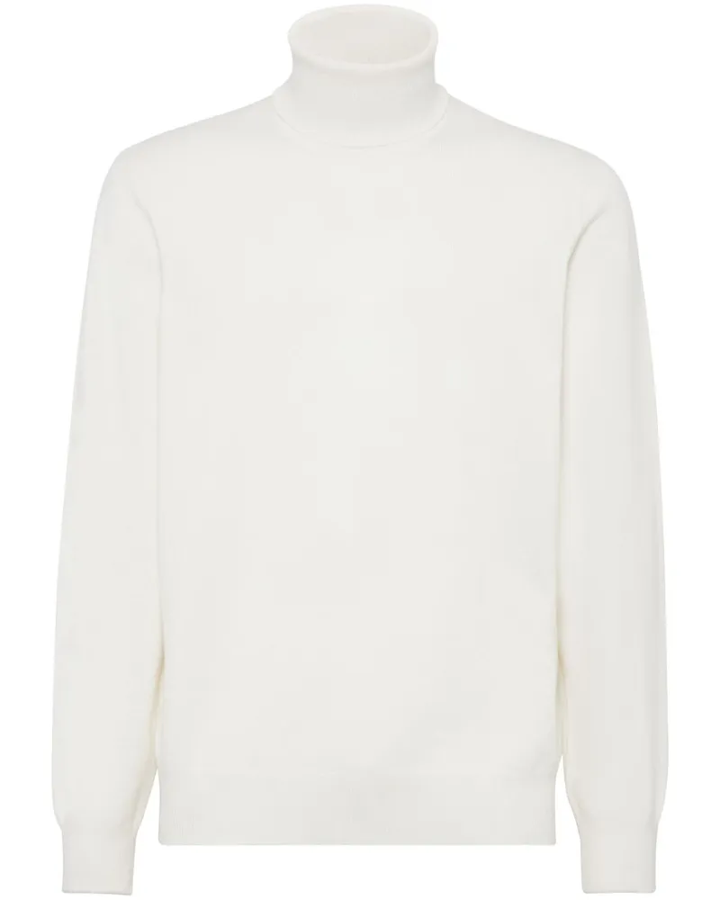 Brunello Cucinelli Kaschmirschildkrötenhalsspringer White