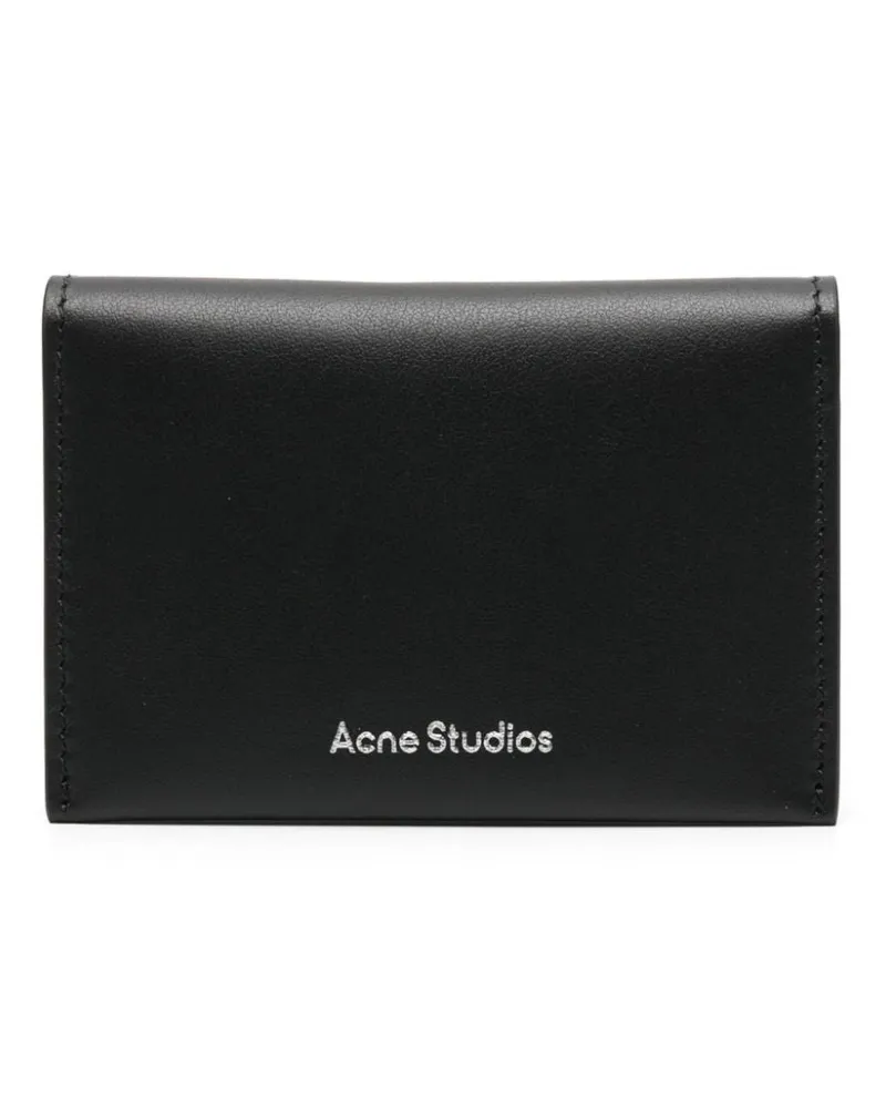 Acne Studios Logo Lederklappe Brieftasche Schwarz