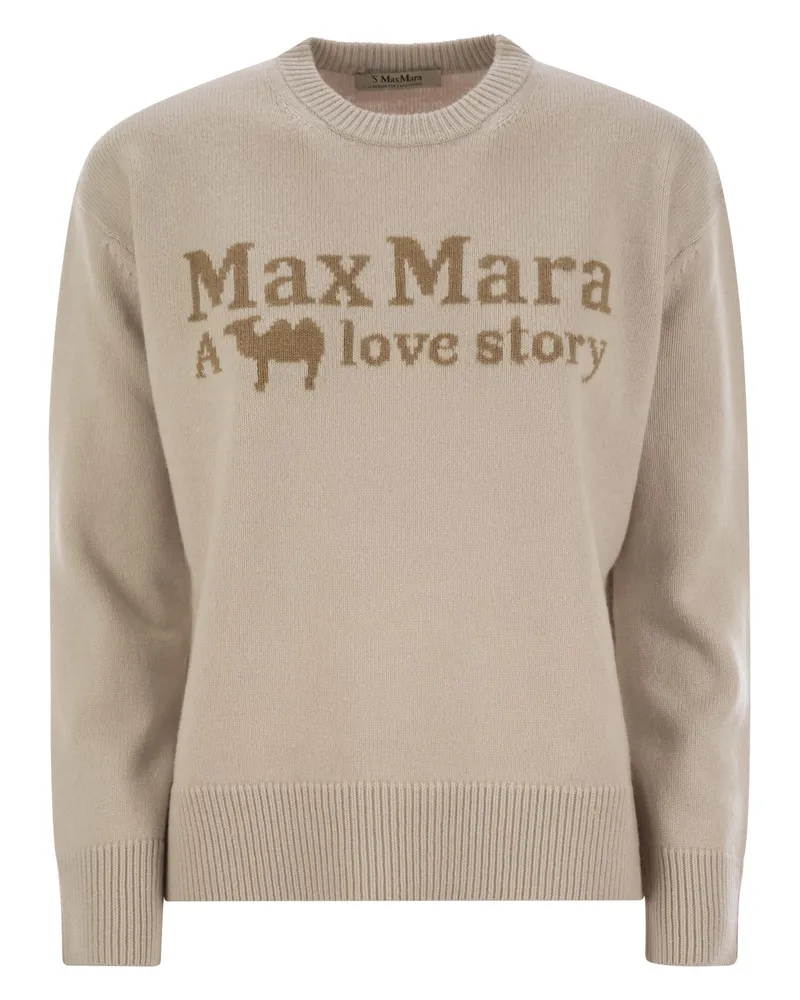 Max Mara Veronica Wolle und Kaschmir -Crew -Nackenpullover Beige