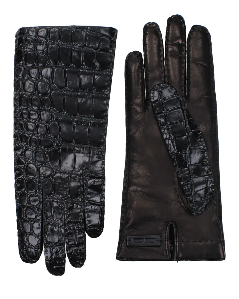 Miu Miu Damens Handschuhe Leder Schwarz -