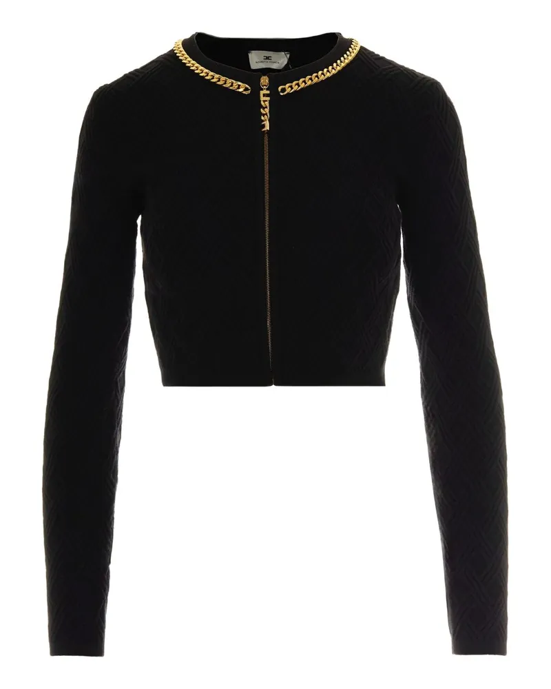 Elisabetta Franchi Tricot Cropped Cardigan Black