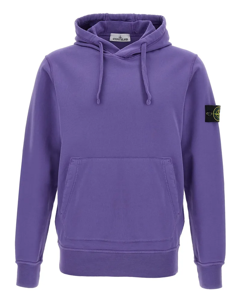 Stone Island Logo Badge Hoodie Purple