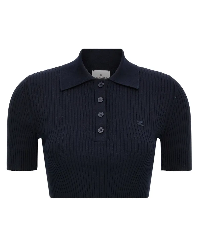 Courrèges Courreves Rippen Poloshirt Blue