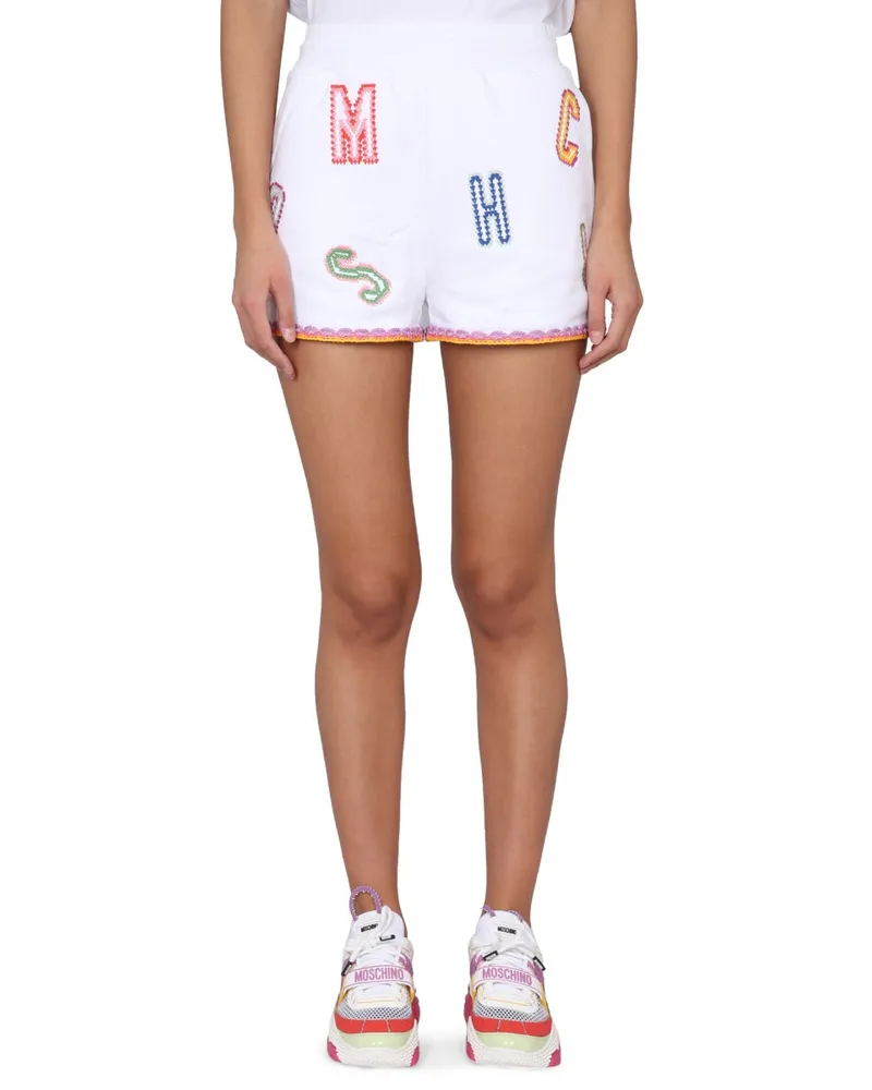 Moschino Bermuda mit Logo White