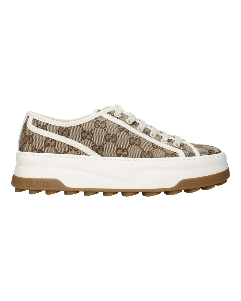 Gucci Damens Sneakers Stoff Beige/Ebenholz -