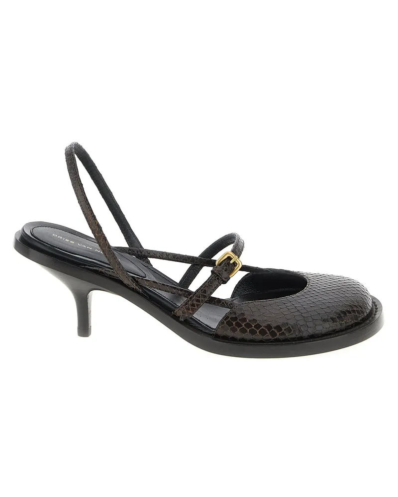 Dries van Noten Trocknen Van Note Leder Slingback Brown