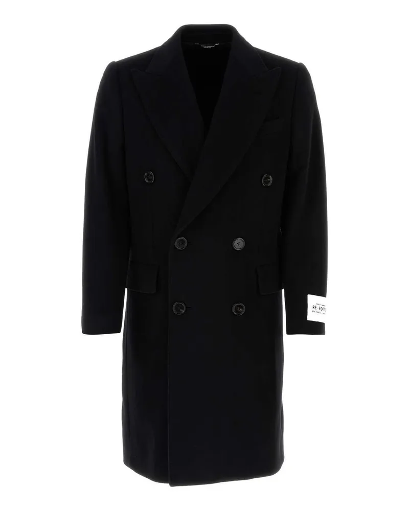 Dolce & Gabbana Doppelbrust Wollmantel Black