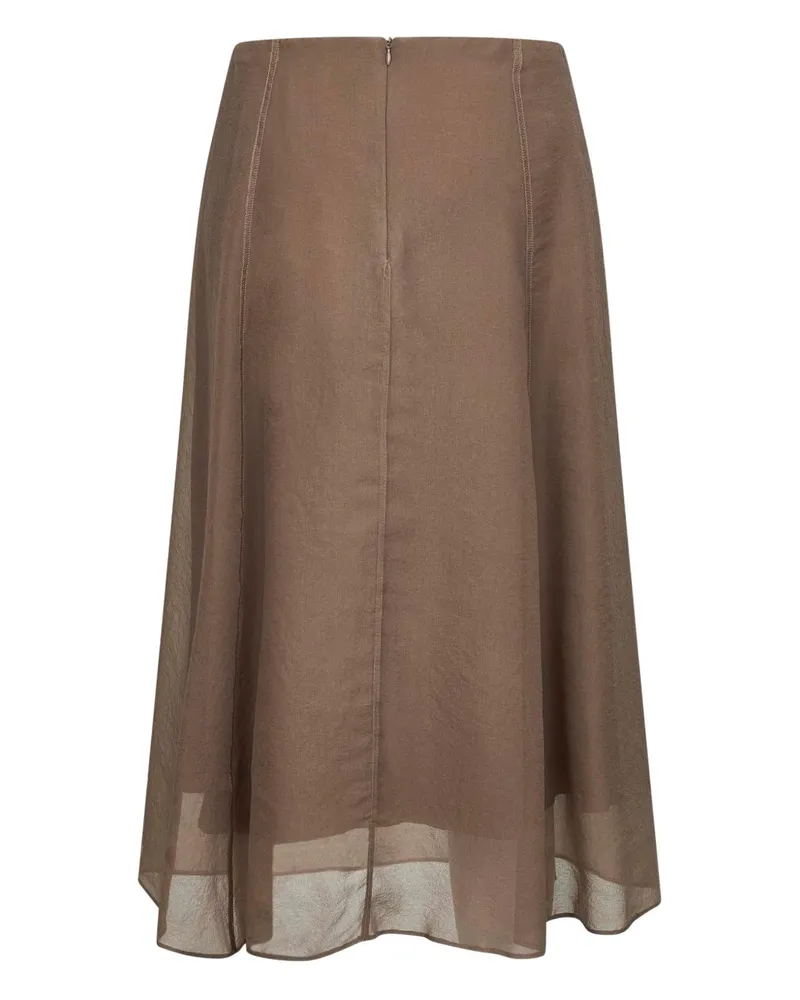 Brunello Cucinelli Silk Midi Rock Beige