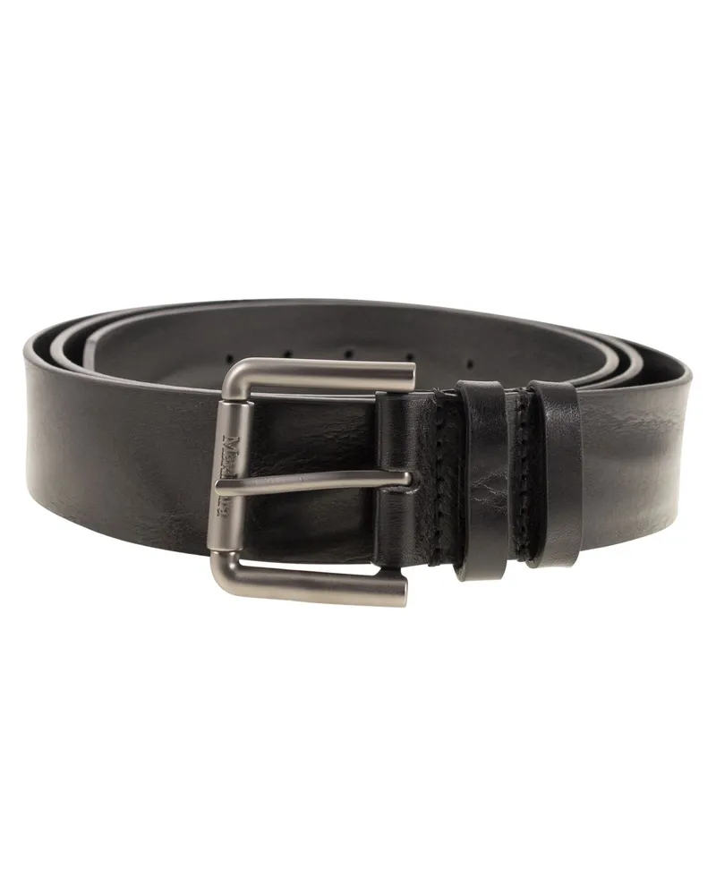 Max Mara Buckle40 Xlong Langer Ledergürtel Black