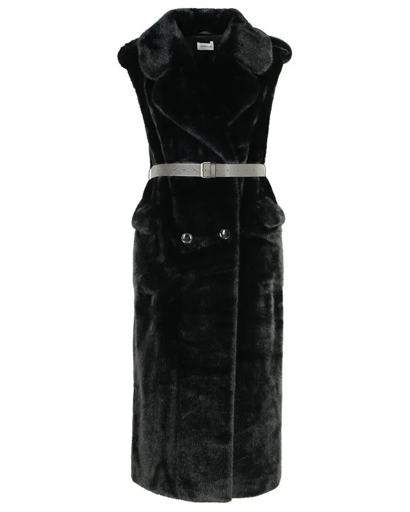 P.A.R.O.S.H. Schwarzer Kunstpelzmantel Black