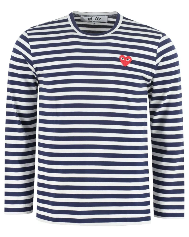 Comme des Garçons Comme des Garcons Roter Herz gestreiftes T -Shirt Blue
