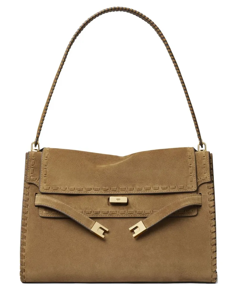 Tory Burch Lee Radziwill Umhängetasche aus Wildleder Marrone