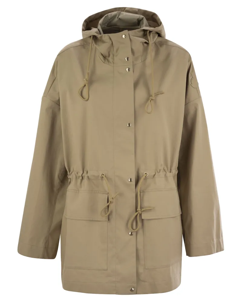Moncler Gaillon Cotton Hooded Parka Beige