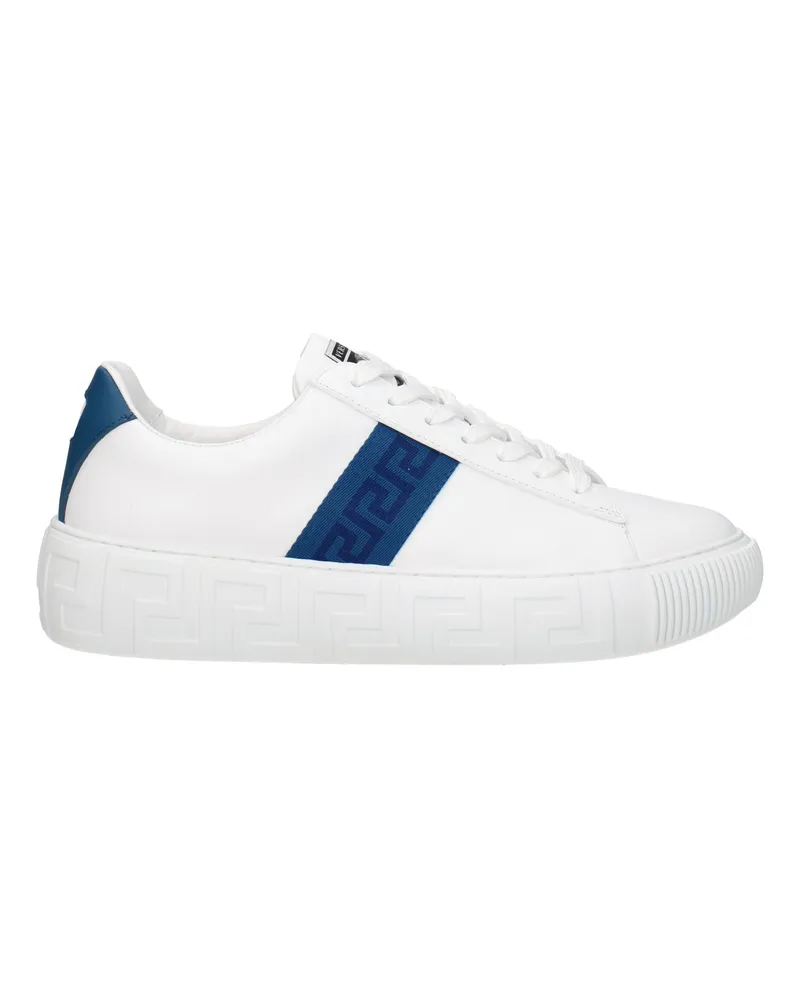 Versace Sneakers Greca Herrens Leder Weiß/Dunkelblaugrün -