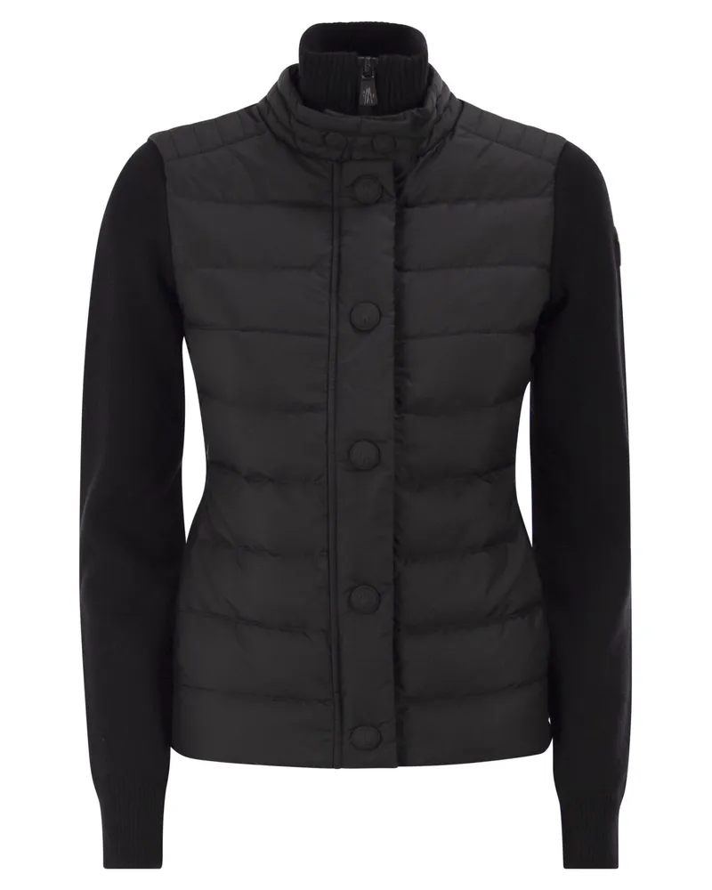 Moncler wattierter Woll-Cardigan Black