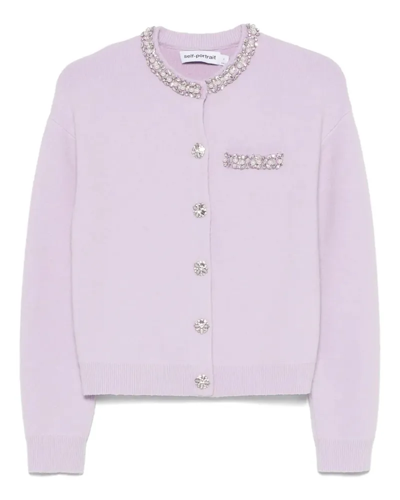 Self-Portrait Selbstporträt Frauen "s Lila Perlenverkleidung mit geripptem Strick -Strickjacke Lilac