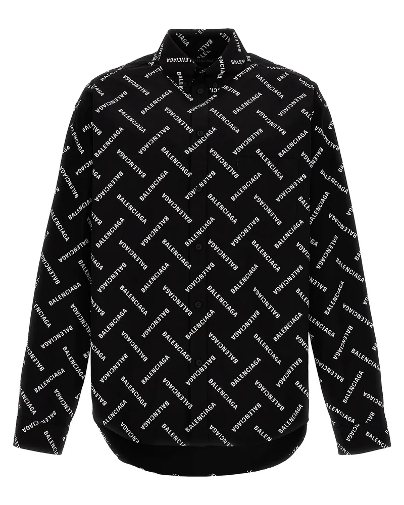 Balenciaga Logo Druckhemd Weiß