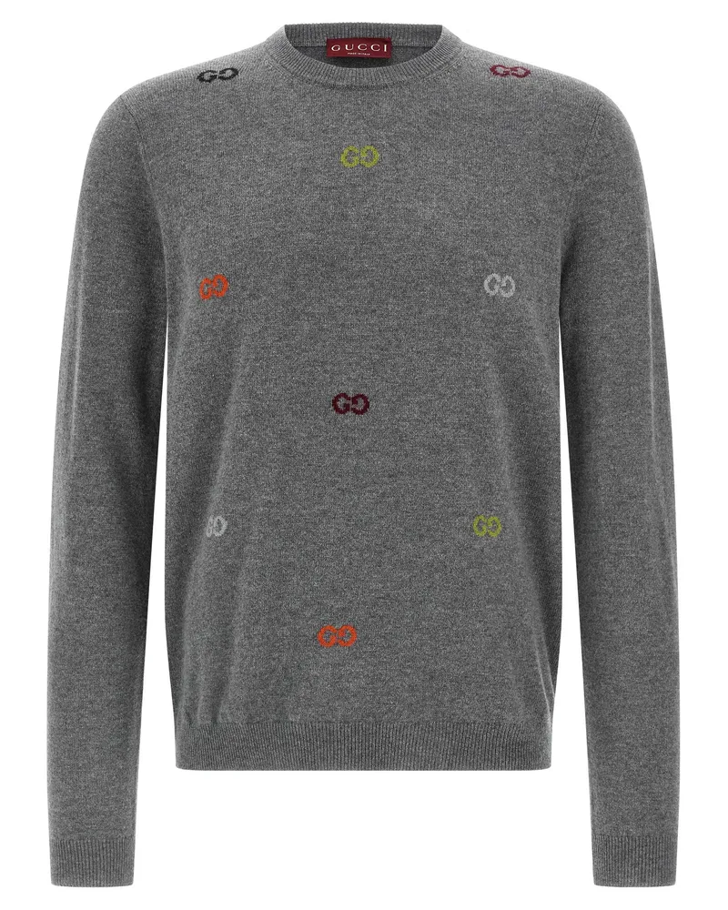 Gucci Gg Intarsienpullover Gray