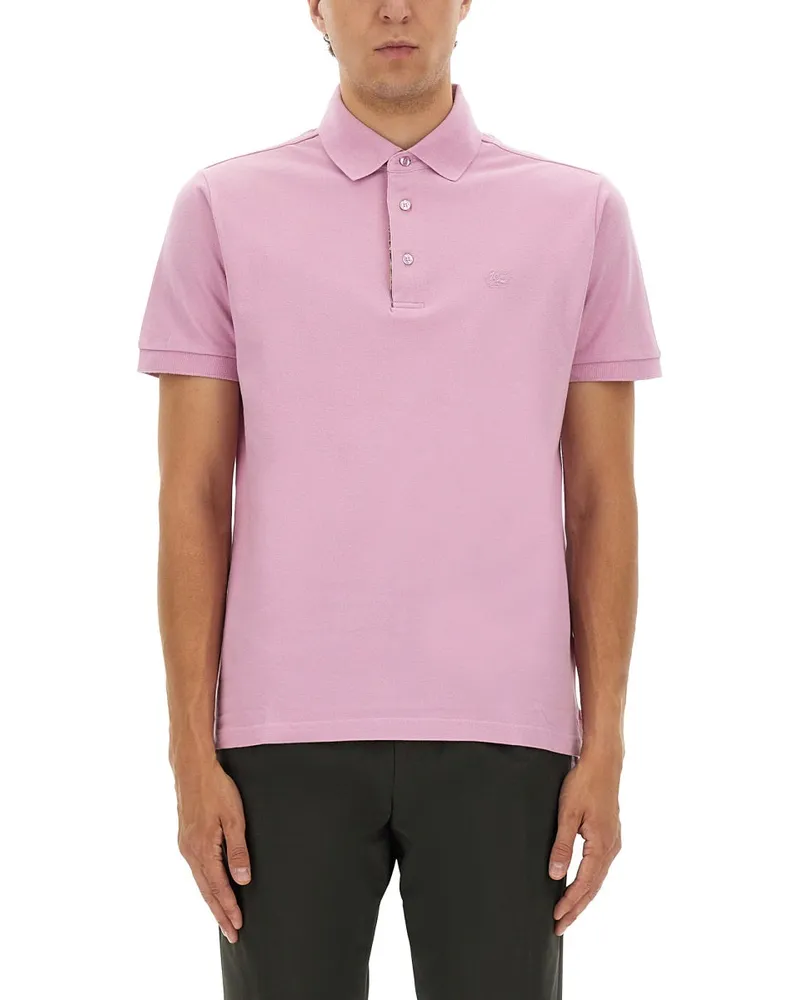 Etro Baumwoll -Polo -Hemd mit Pegasus Pink