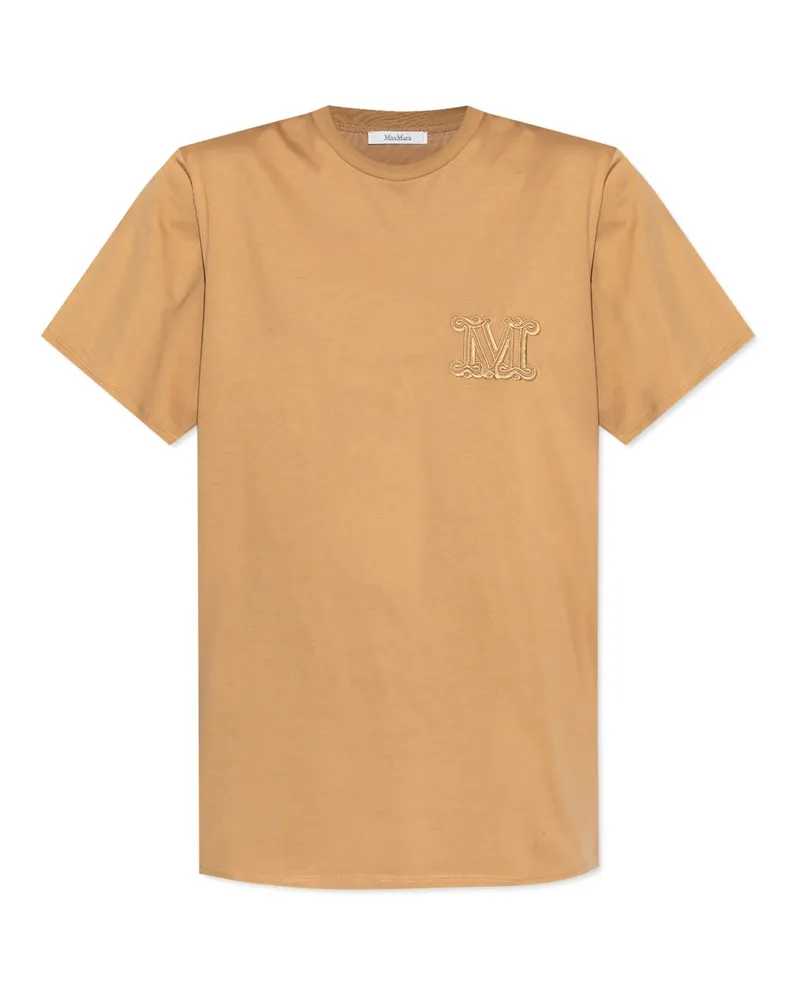 Max Mara Mango Logo besticktes T -Shirt Brown