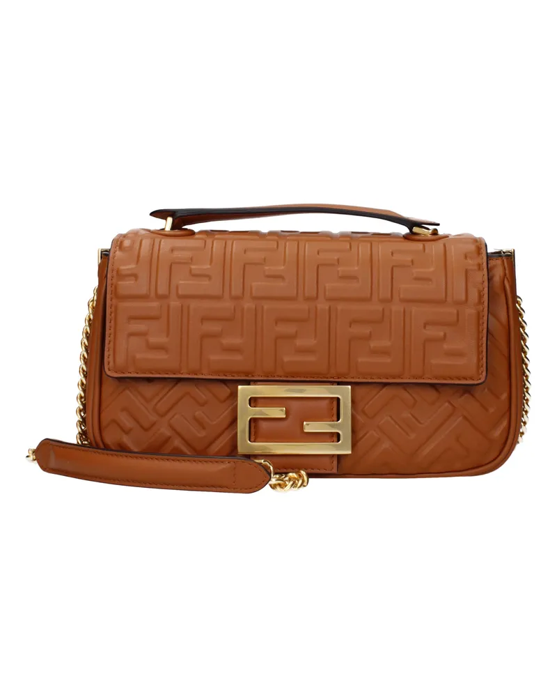 Fendi Damens Schultertasche Baguette aus braunem/Brandy-Leder -