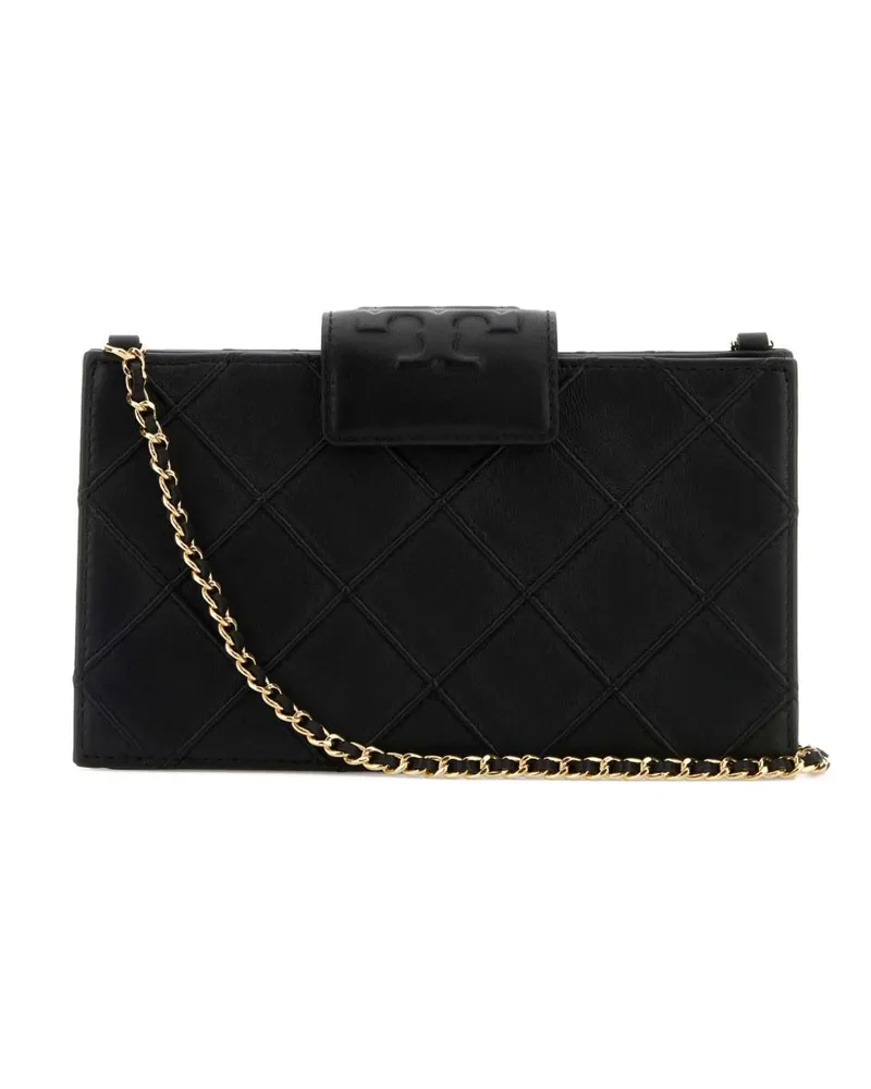 Tory Burch e Fleming Leder Brieftasche auf der Kette Black