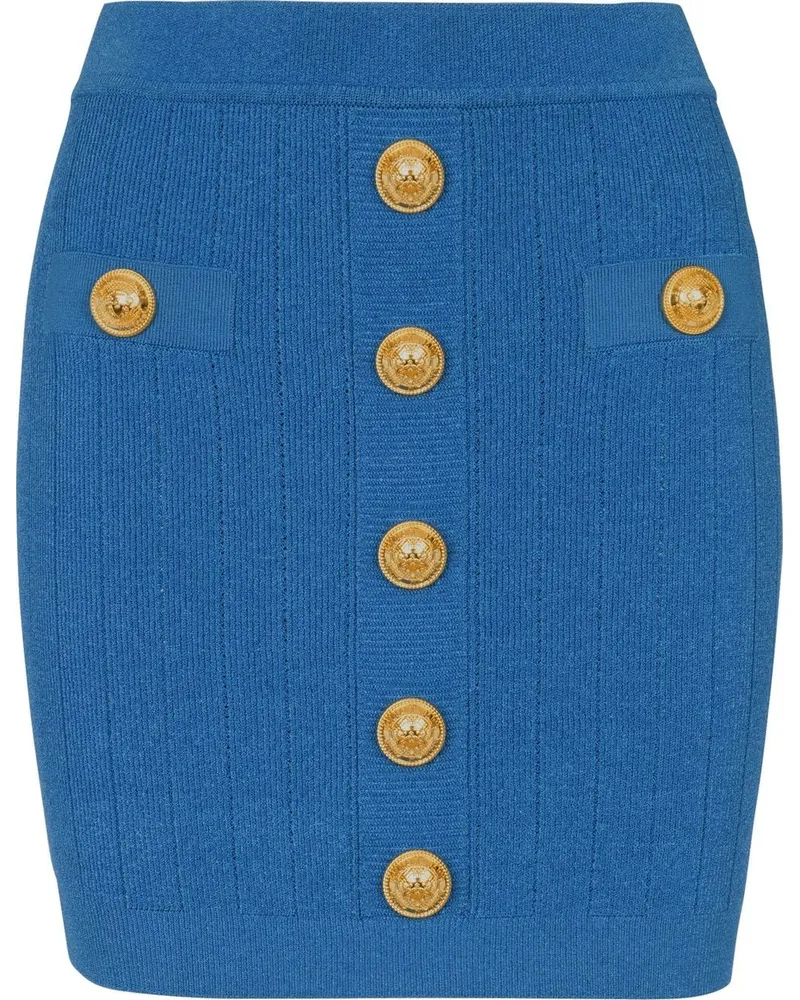 Balmain geprägte Knöpfe stricken Minirock Blue