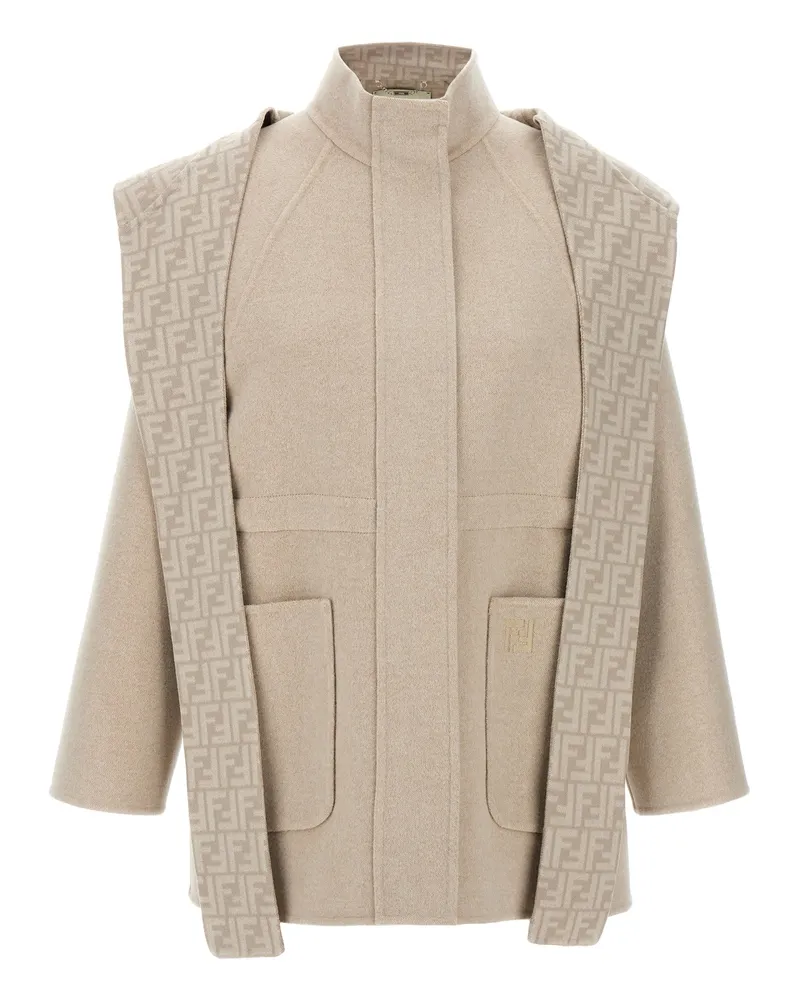 Fendi Ff Wollparka Beige