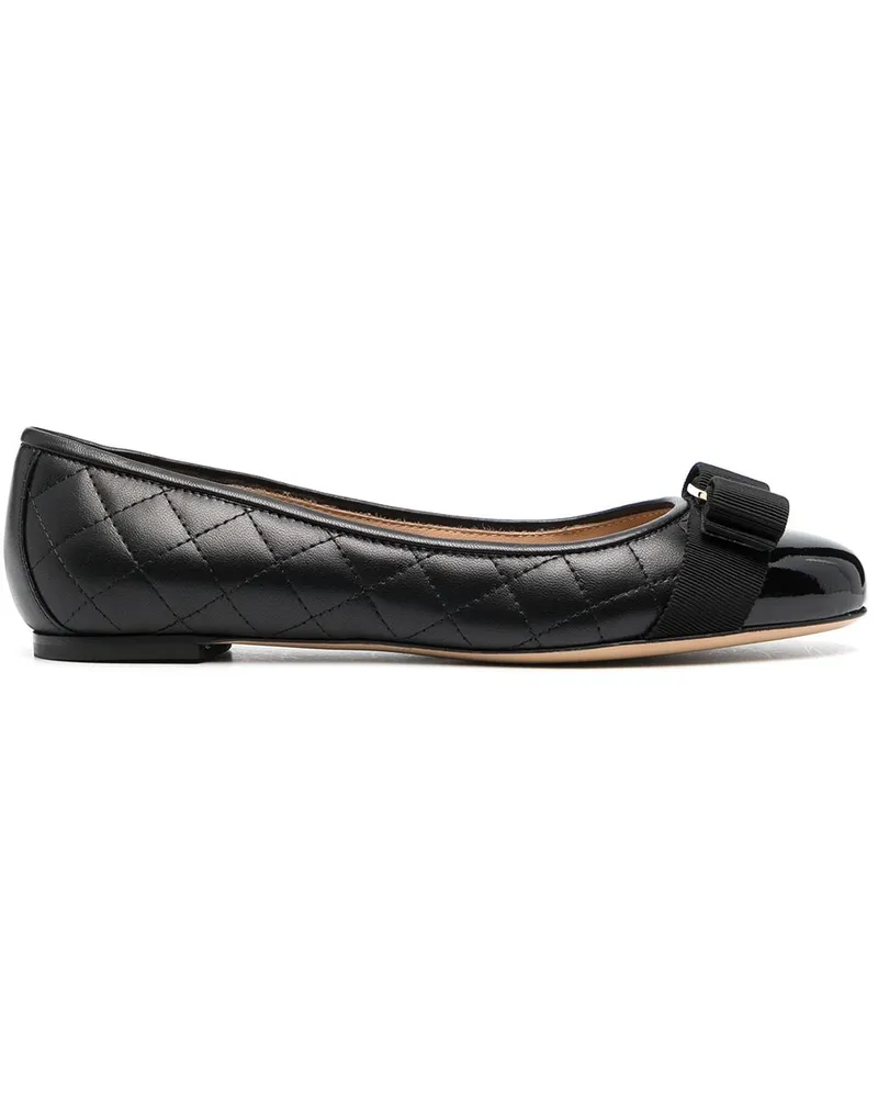 Ferragamo Vara gesteppte Lederballettflats Black