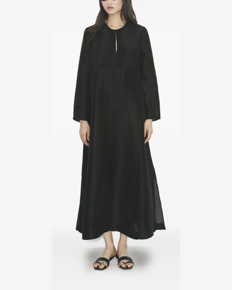 Tory Burch Langer Kaftan aus Leinen und Seide von Black