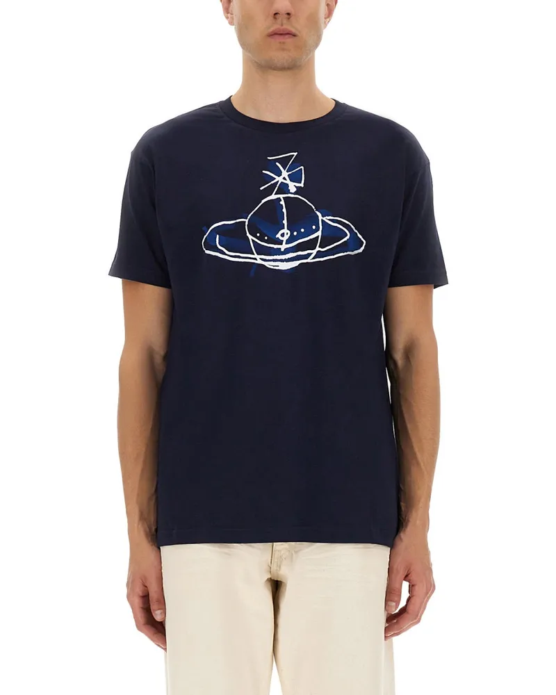 Vivienne Westwood Orb Print T -Shirt Blue