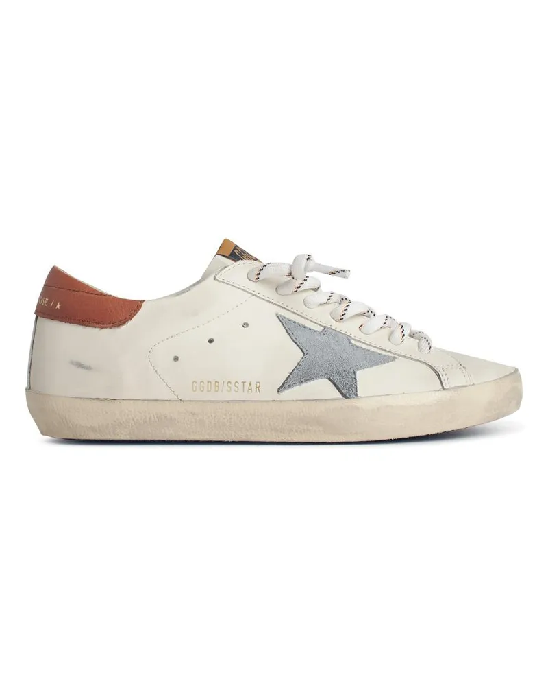 Golden Goose Super Star 'White Lear Sneakers mit grauem Wildlederstern und brauner Absatz White