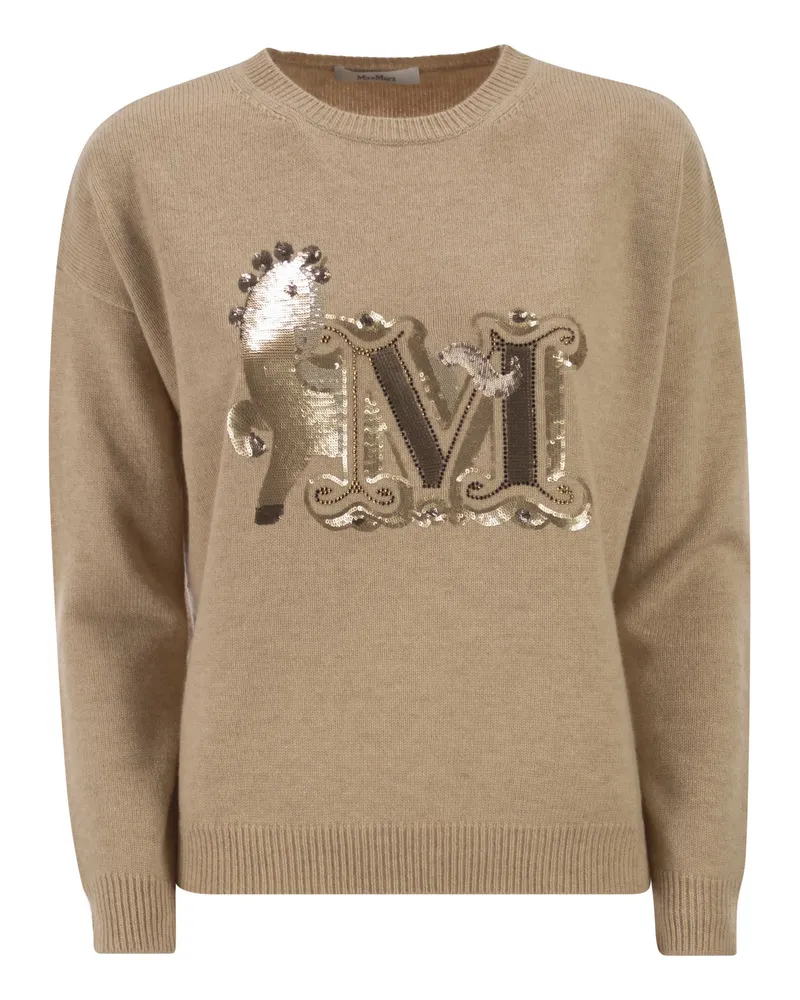 Max Mara Mxmterra Übergroßer Pullover aus Wolle und Kaschmir Beige