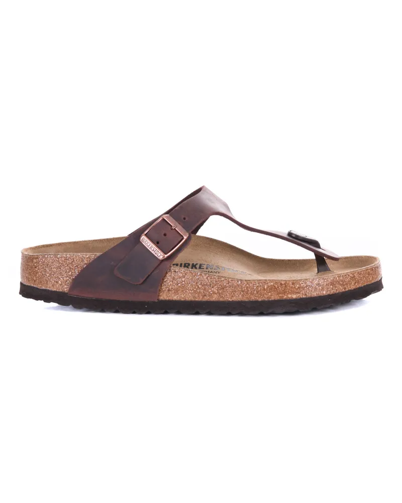 Birkenstock Oiled Leder Flip Flops Brown