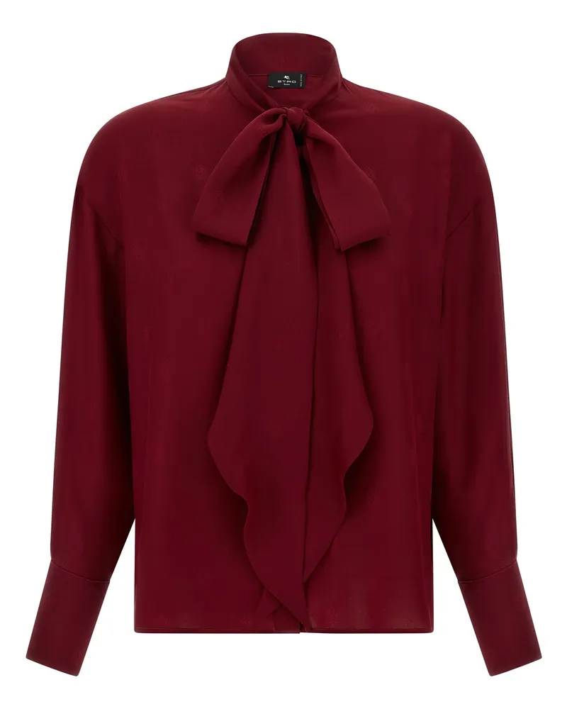 Etro Jacquard Seidenbluse Bordeaux