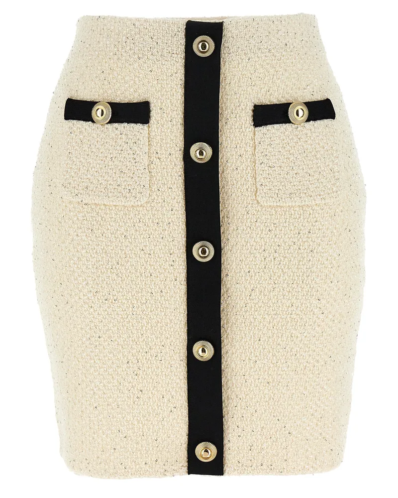 Self-Portrait Self -Porträt 'Creme Paillon Strick Mini' Rock White