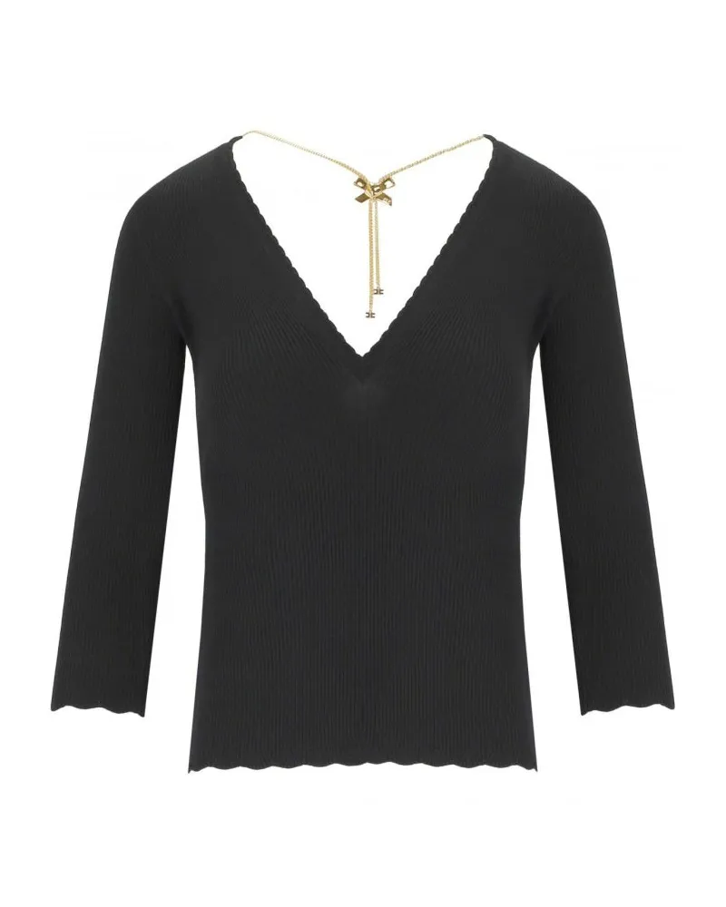 Elisabetta Franchi Ripped Pullover mit Halskette Black