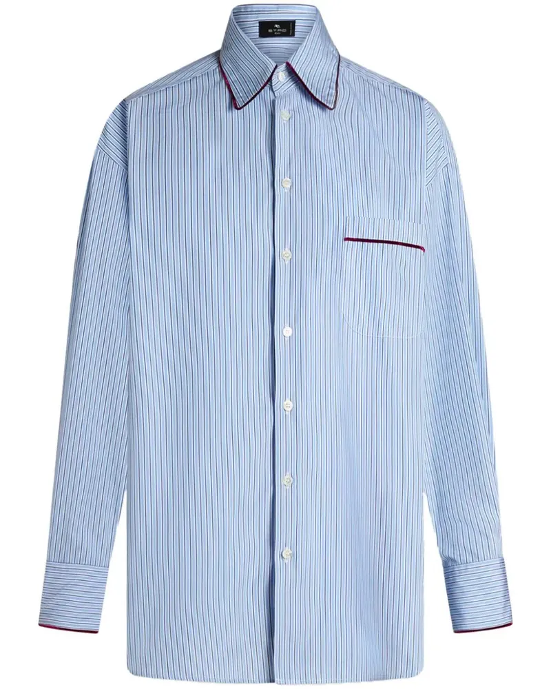 Etro gestreiftes Hemd Blue