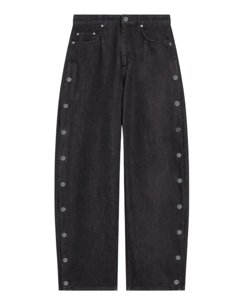 SPORTMAX Jeans mit weitem Bein und Knöpfen in Schwarz Nero